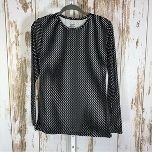 Climate Right by Cuddl Duds, Black and White Polka Dot Long Sleeve Top. Size Med